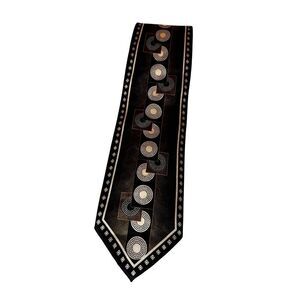 Men's Vintage Ottimo Uomo Art Deco Motif 100% Silk Neck Tie NOS